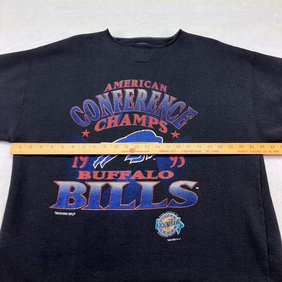 VTG 1993 Starter BUFFALO BILLS AFC Champs Cut Off Sweatshirt XL Bills Mafia - Picture 11 of 14